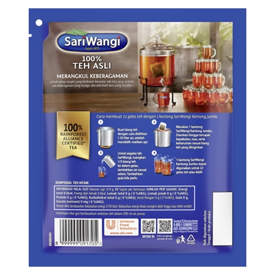 Sariwangi Teh Asli Kantong Jumbo 4x20gr - SariWangi Kantong Jumbo produces classic, Indonesian tea flavours in large quantity yet in a more practical way